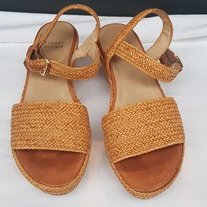 stuart weitzman gold wedges